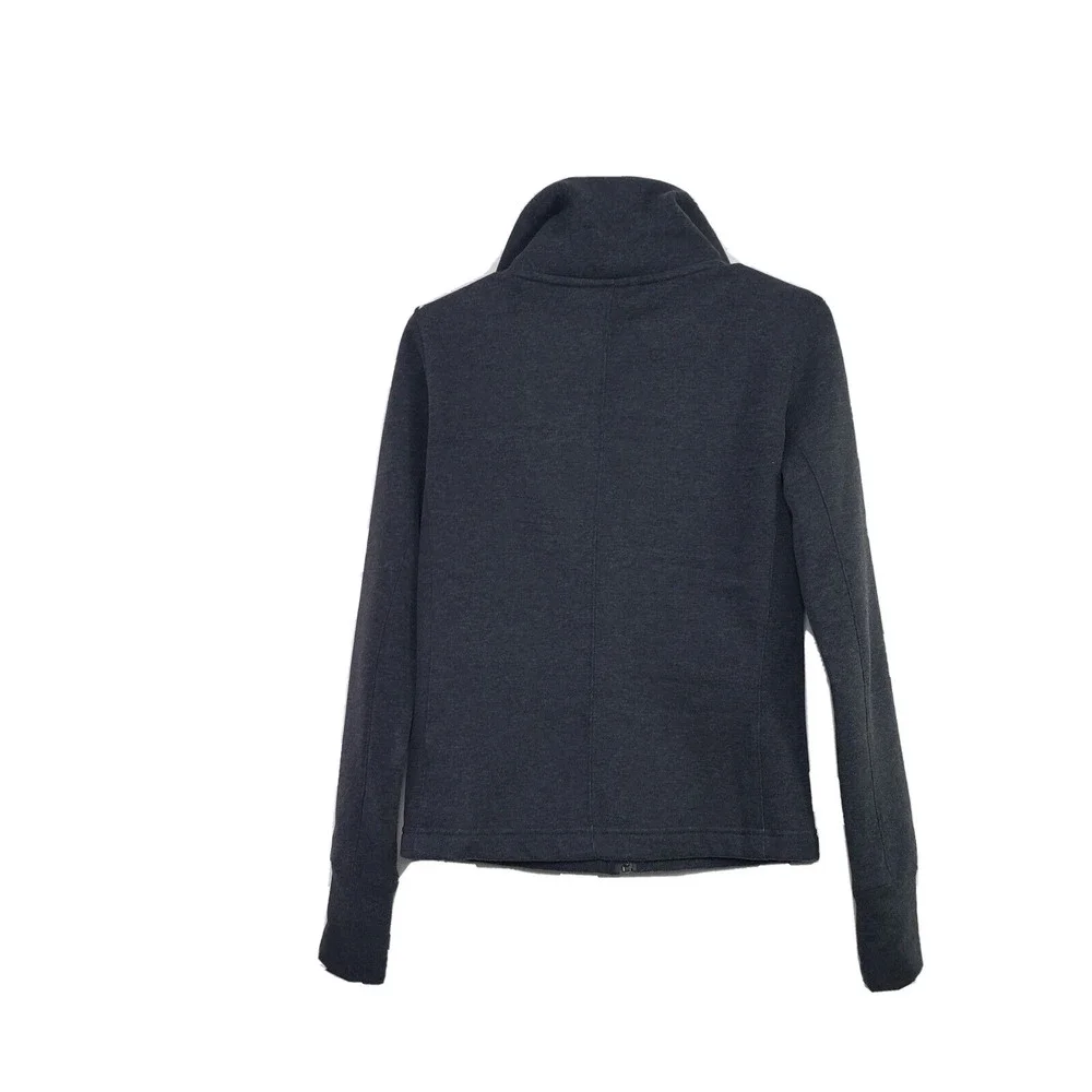Puma Women's XS Gray Collar Full Zip Pockets Thumbhole Fleece Fitted Cozy Jacket - Picture 2 of 14